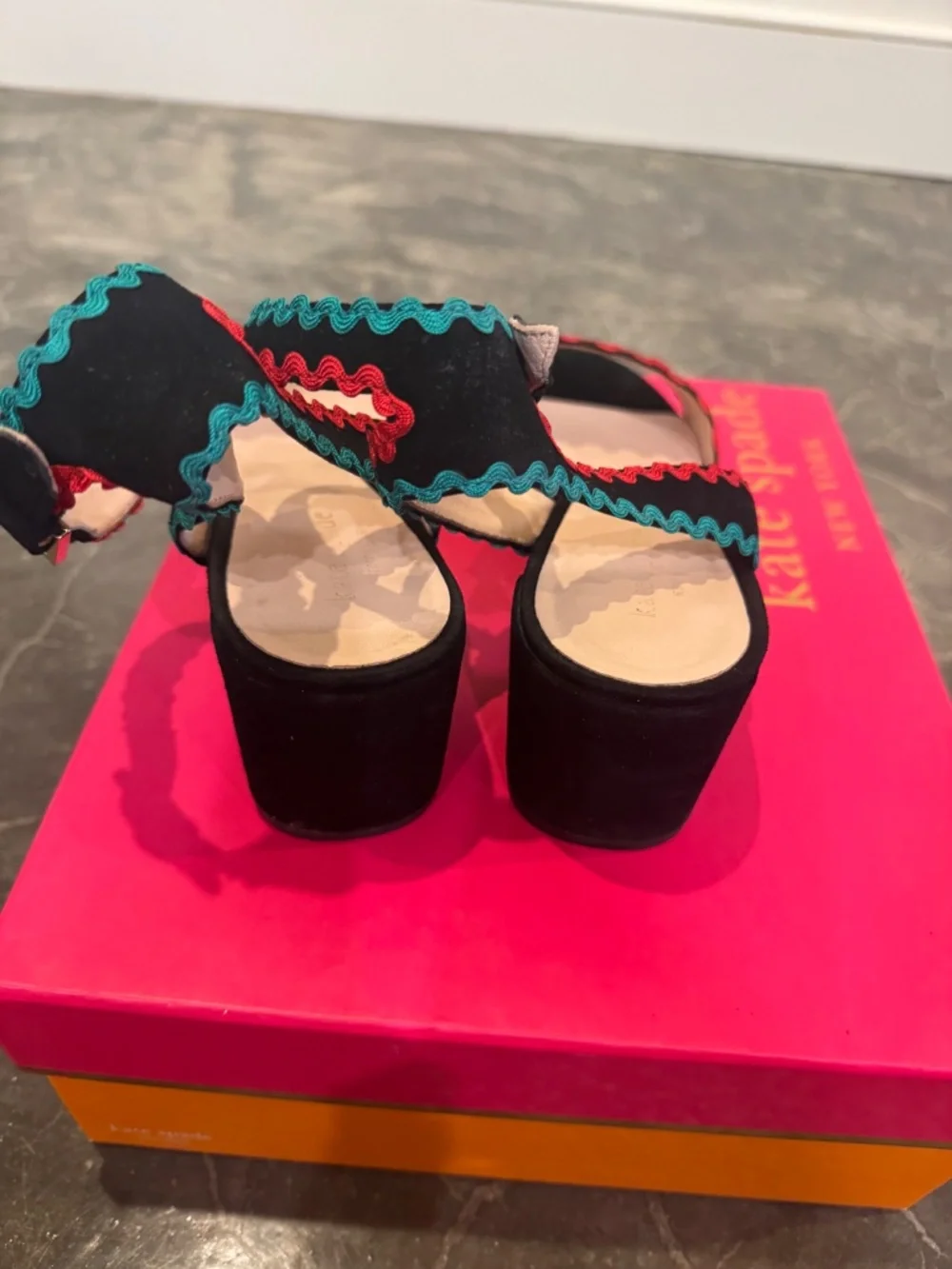Kate Spade Piedra Black Suede Block Heel size 9